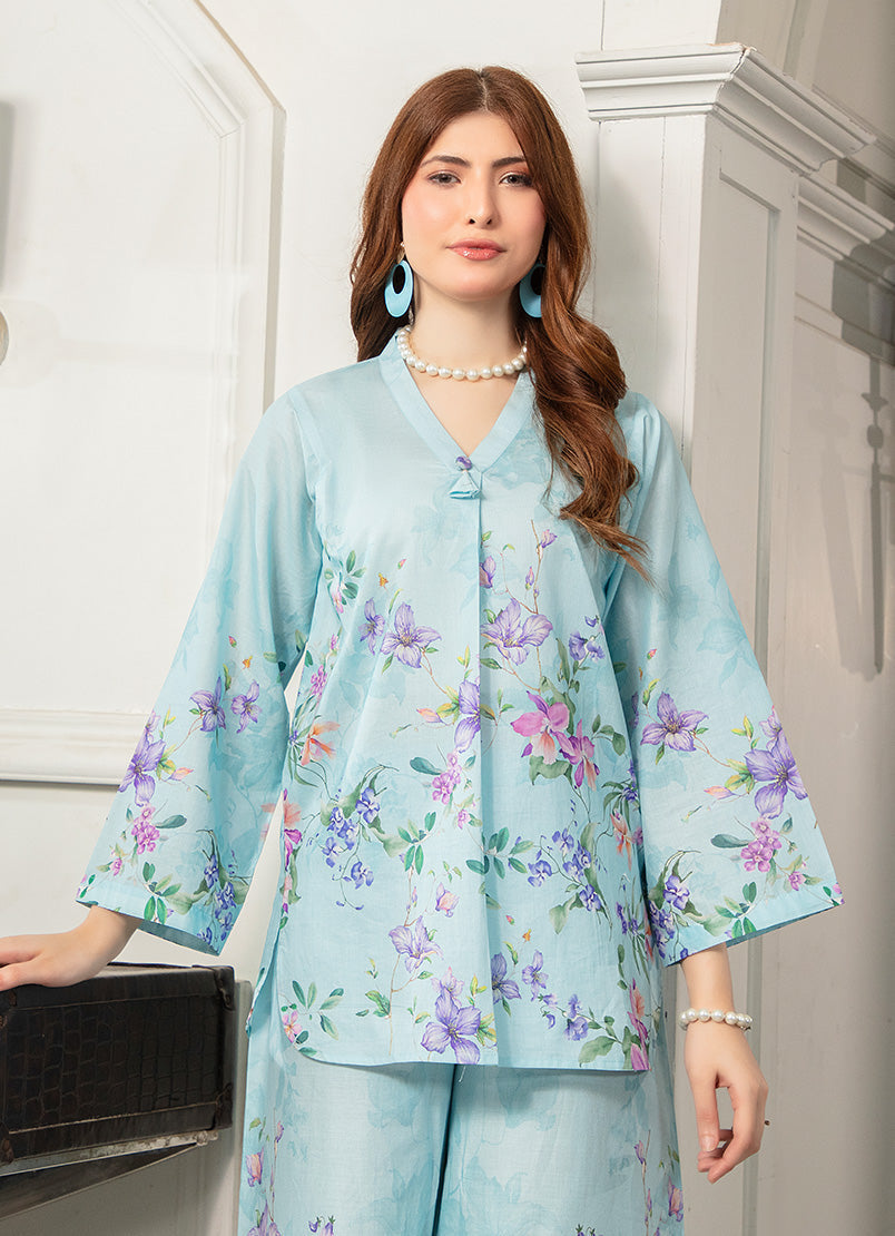 Light Blue Graceful Tunic 1 PC Shirt
